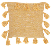 Load image into Gallery viewer, Mina Victory Life Styles Woven with Tassels Mustard Throw Pillow DL005 18&quot; x 18&quot;
