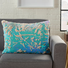 Load image into Gallery viewer, Mina Victory Fur Faux Fur Sequins Multicolor Throw Pillow VV201 14&quot; x 20&quot;
