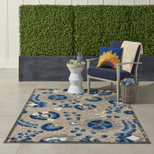 Load image into Gallery viewer, Nourison Aloha 4&#39;x6&#39; Blue Patio Area Rug ALH17 Natural/Blue
