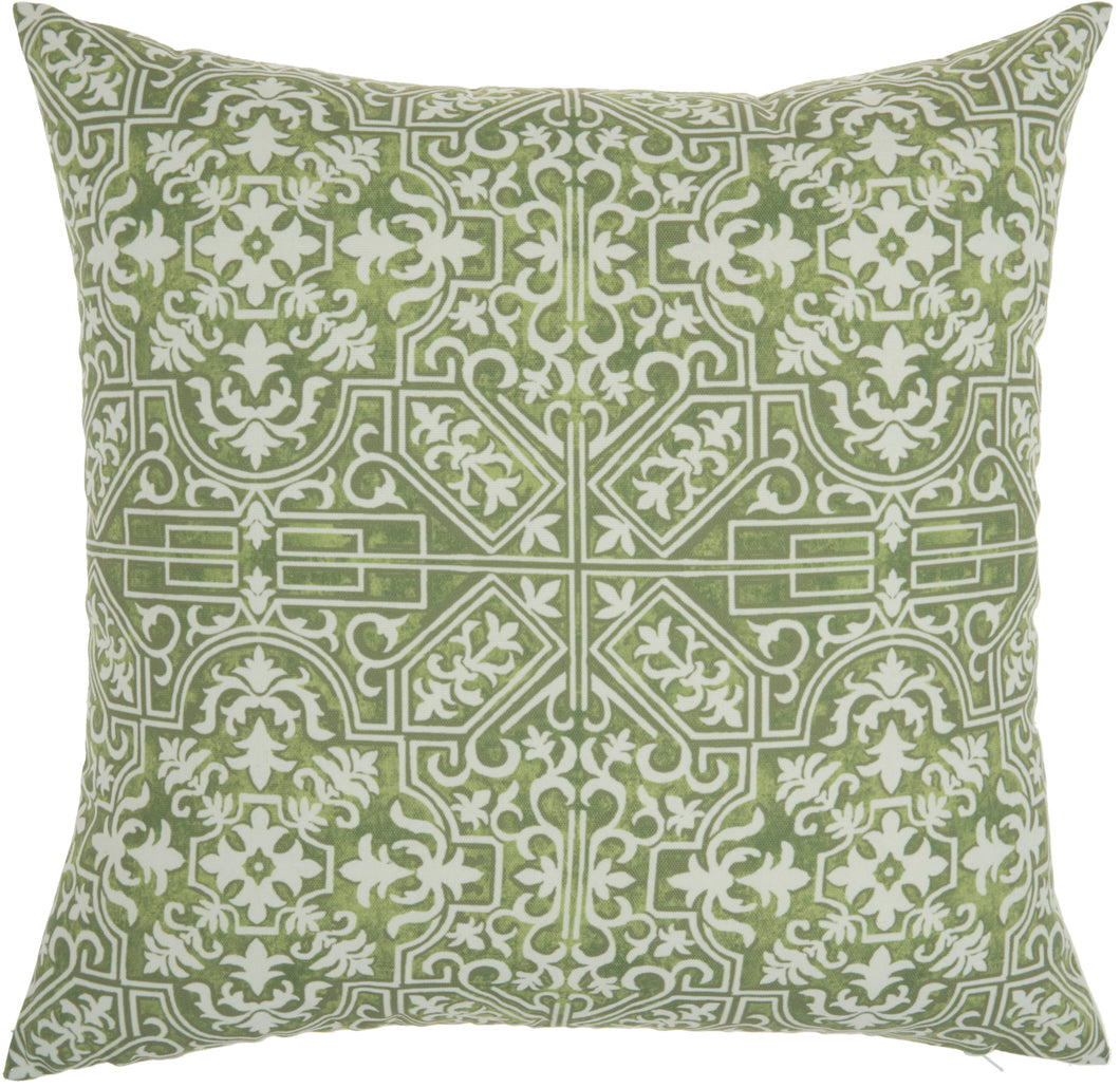 Nourison Printed Tiles Indoor/Outdoor Green Throw Pillow BJ078 18