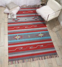 Load image into Gallery viewer, Nourison Baja BAJ01 Grey and Red 7&#39;x10&#39; Large Flat Weave Rug BAJ01 Grey/Red
