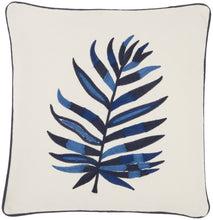 Load image into Gallery viewer, Mina Victory Royal Palm Palm Leaf Indigo Throw Pillow NS274 16&quot;X16&quot;
