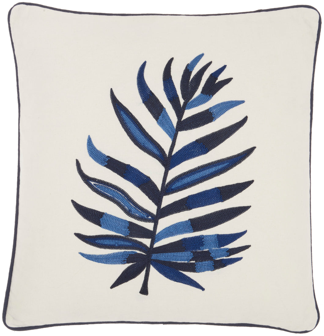 Mina Victory Royal Palm Palm Leaf Indigo Throw Pillow NS274 16