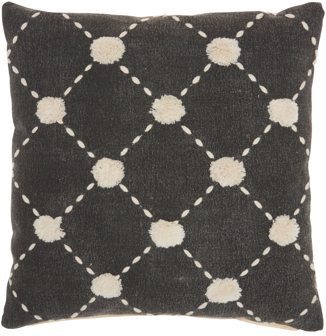 Mina Victory Life Styles Diamond Embroidered Dots Charcoal Throw Pillow SH030 20