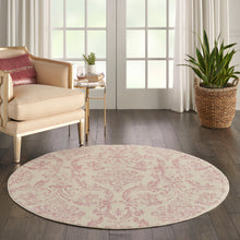 Load image into Gallery viewer, Nourison Jubilant JUB09 White and Pink 5&#39; Round Farmhouse Area Rug JUB09 Ivory/Pink
