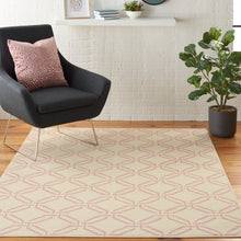Load image into Gallery viewer, Nourison Jubilant JUB17 White and Pink 5&#39;x7&#39; Mid-century Area Rug JUB17 Ivory/Pink
