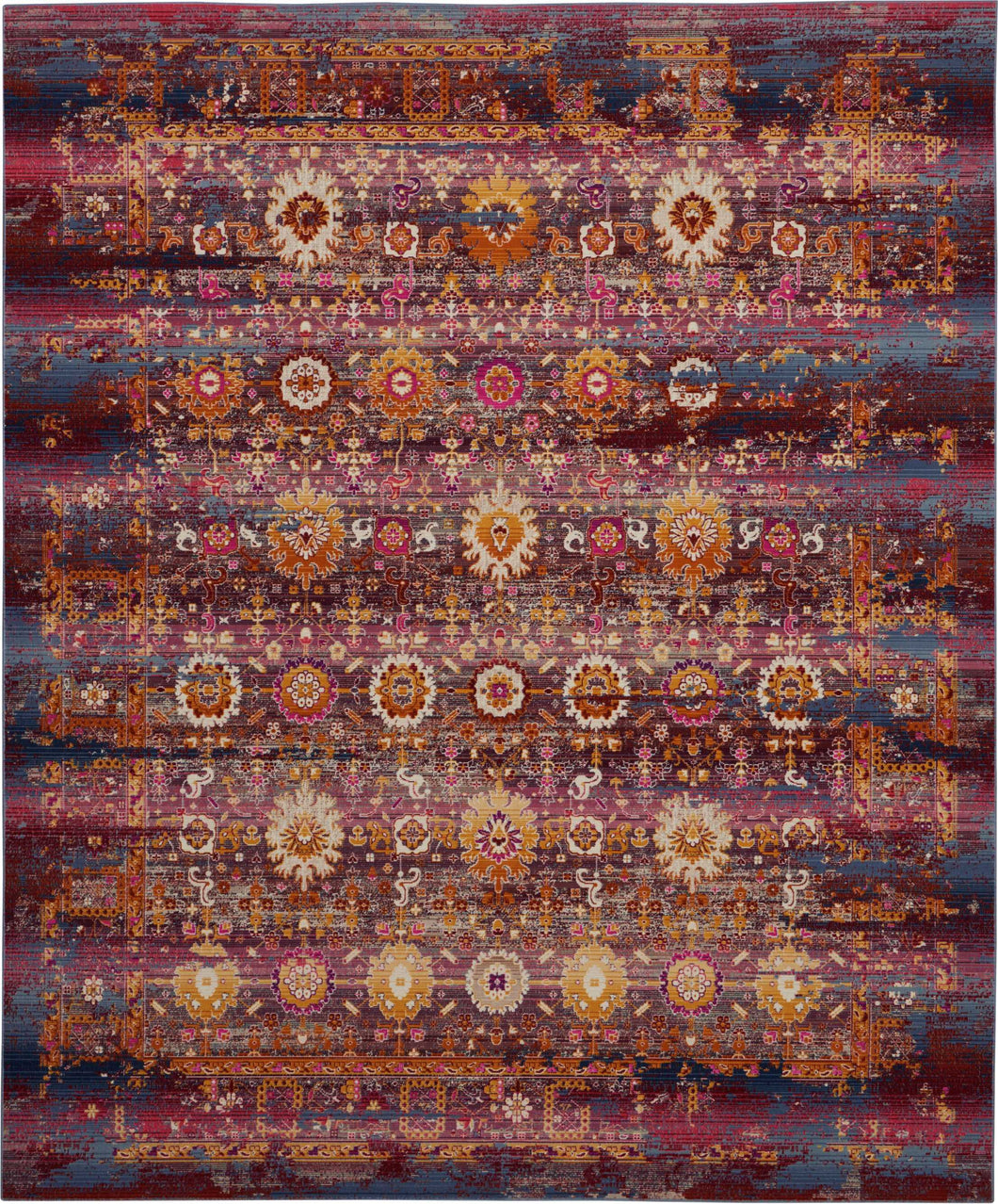 Nourison Vintage Kashan VKA03 Burgundy Multicolor 9'x12' Rug VKA03 Red/Multicolor