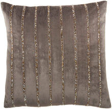 Load image into Gallery viewer, Mina Victory Sofia Beaded Stripes Dark Grey Throw Pillow AZ217 20&quot;X20&quot;
