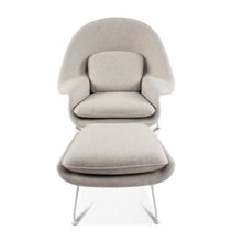 Load image into Gallery viewer, Daire Chair &amp; Ottoman - Light Grey Cashmere Wool - White Metal Base - GFURN
