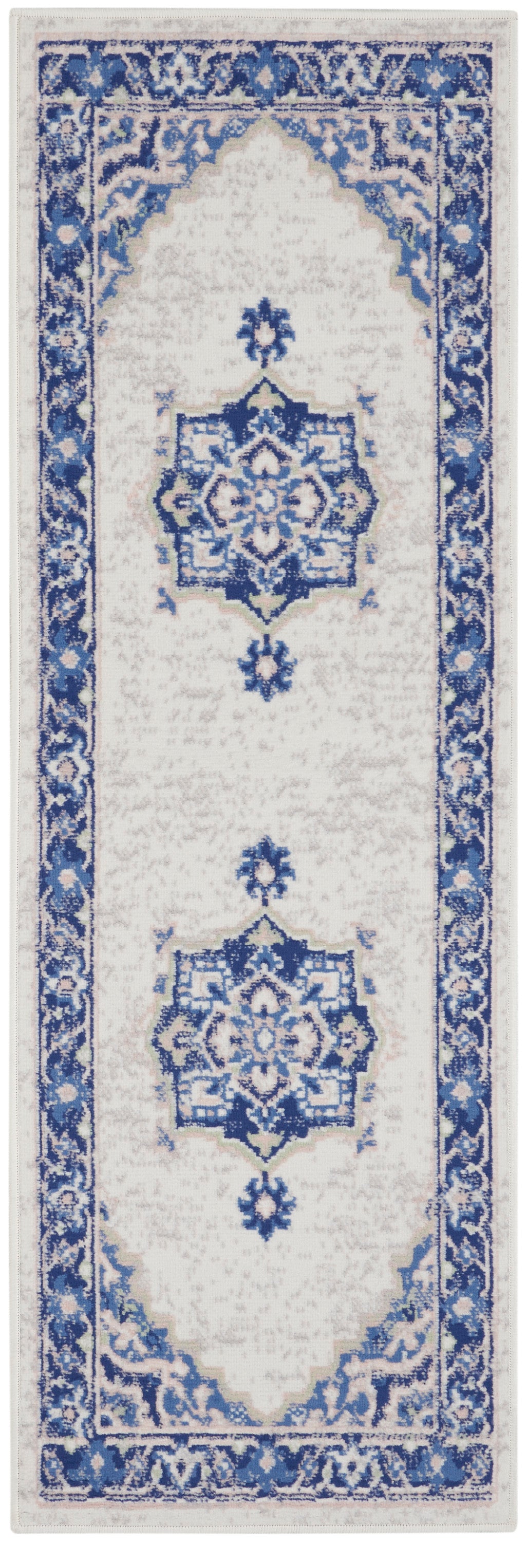 Nourison Whimsicle 8' Runner Area Rug WHS03 Ivory Blue