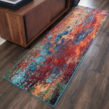 Load image into Gallery viewer, Nourison Celestial CES08 Blue and Red 12&#39; Runner Hallway Rug CES08 Atlantic
