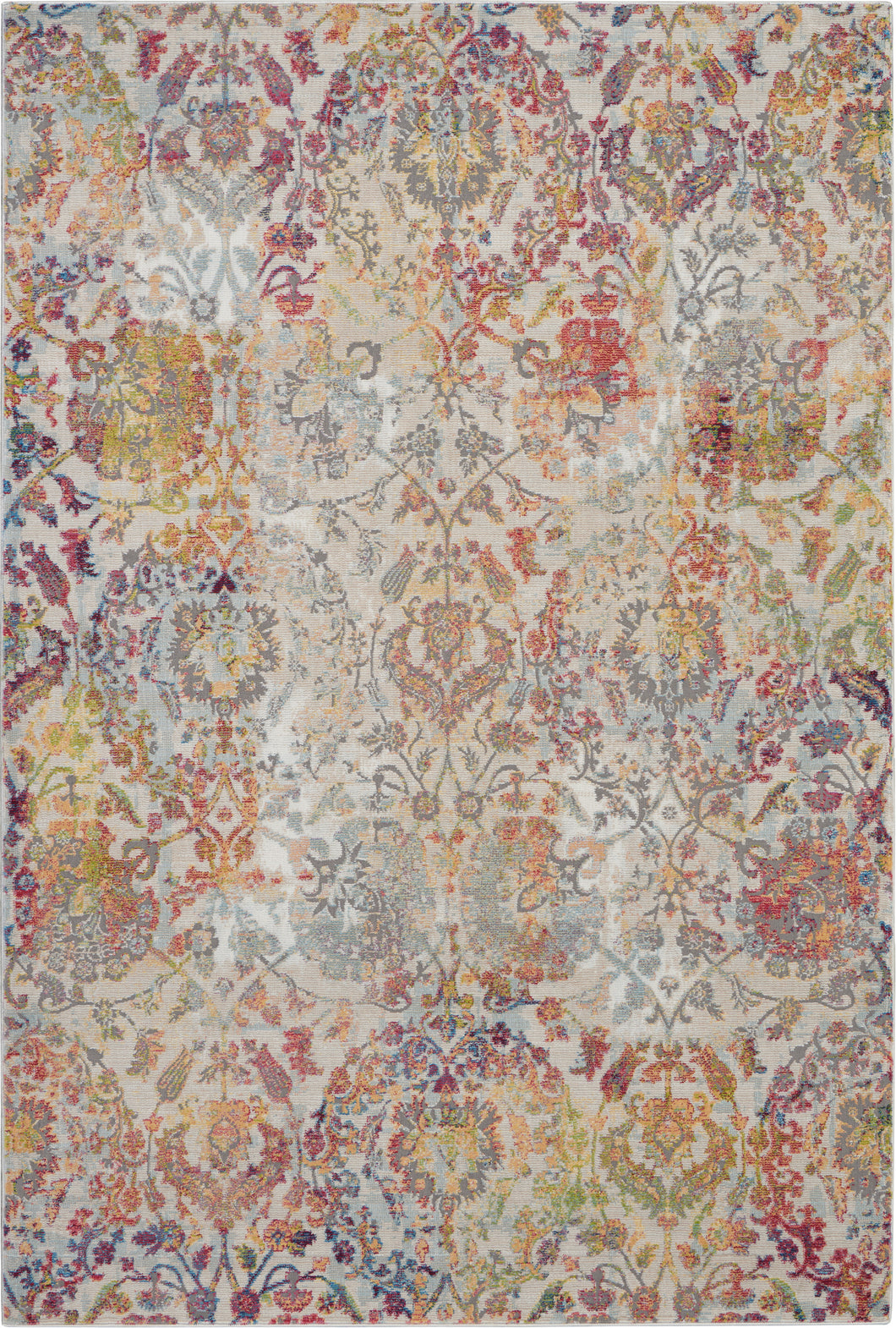 Nourison Ankara Global ANR06 White and Orange 5'x8' French Country Area Rug ANR06 Ivory/Orange