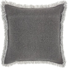 Load image into Gallery viewer, Mina Victory Life Styles Stonewash Fringe Charcoal Throw Pillow E0450 20&quot;X20&quot;
