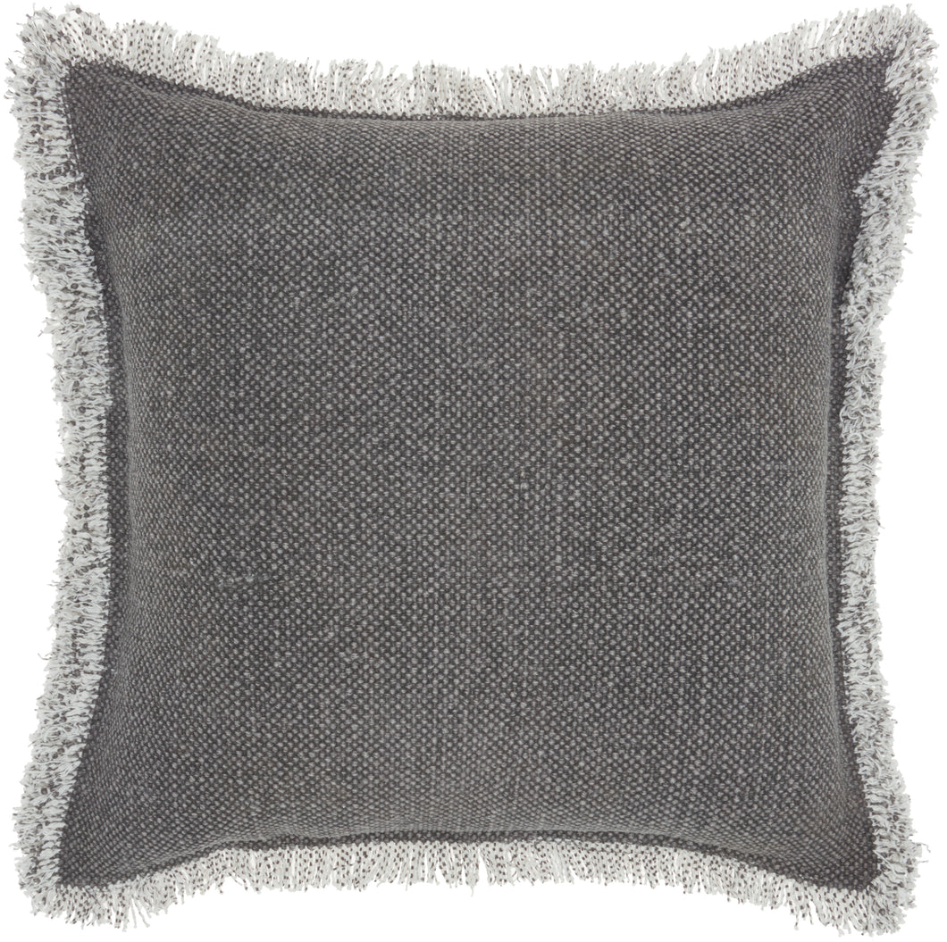 Mina Victory Life Styles Stonewash Fringe Charcoal Throw Pillow E0450 20