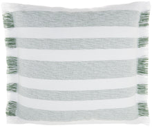 Load image into Gallery viewer, Mina Victory Life Styles Chambray Stripes Green Throw Pillow SS919 18&quot;X18&quot;
