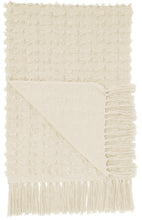 Load image into Gallery viewer, Mina Victory Life Styles Cut Fray Texture Cream Throw Blanket GT037 50X60
