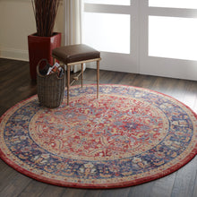 Load image into Gallery viewer, Nourison Ankara Global ANR02 Red and Blue Multicolor 4&#39; Round Persian Area Rug ANR02 Red
