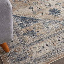 Load image into Gallery viewer, kathy ireland Home Malta MAI02 Beige and Blue 4&#39;x6&#39; Area Rug MAI02 Beige/Blue
