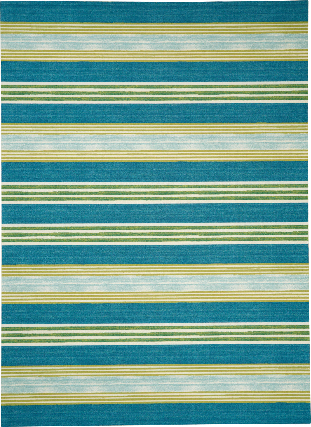 Waverly Sun N Shade SND71 Blue and Green 8'x11' Oversized Indoor-outdoor Rug SND71 Green/Teal