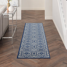 Load image into Gallery viewer, Nourison Jubilant 7&#39; Runner Navy Ivory Transitional Area Rug JUB06 Navy/Ivory

