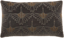 Load image into Gallery viewer, Mina Victory Sofia Beaded Flowers Dark Grey Throw Pillow AZ534 12&quot;X20&quot;

