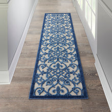 Load image into Gallery viewer, Nourison Aloha 10&#39; Runner Blue Patio Area Rug ALH21 Grey/Blue

