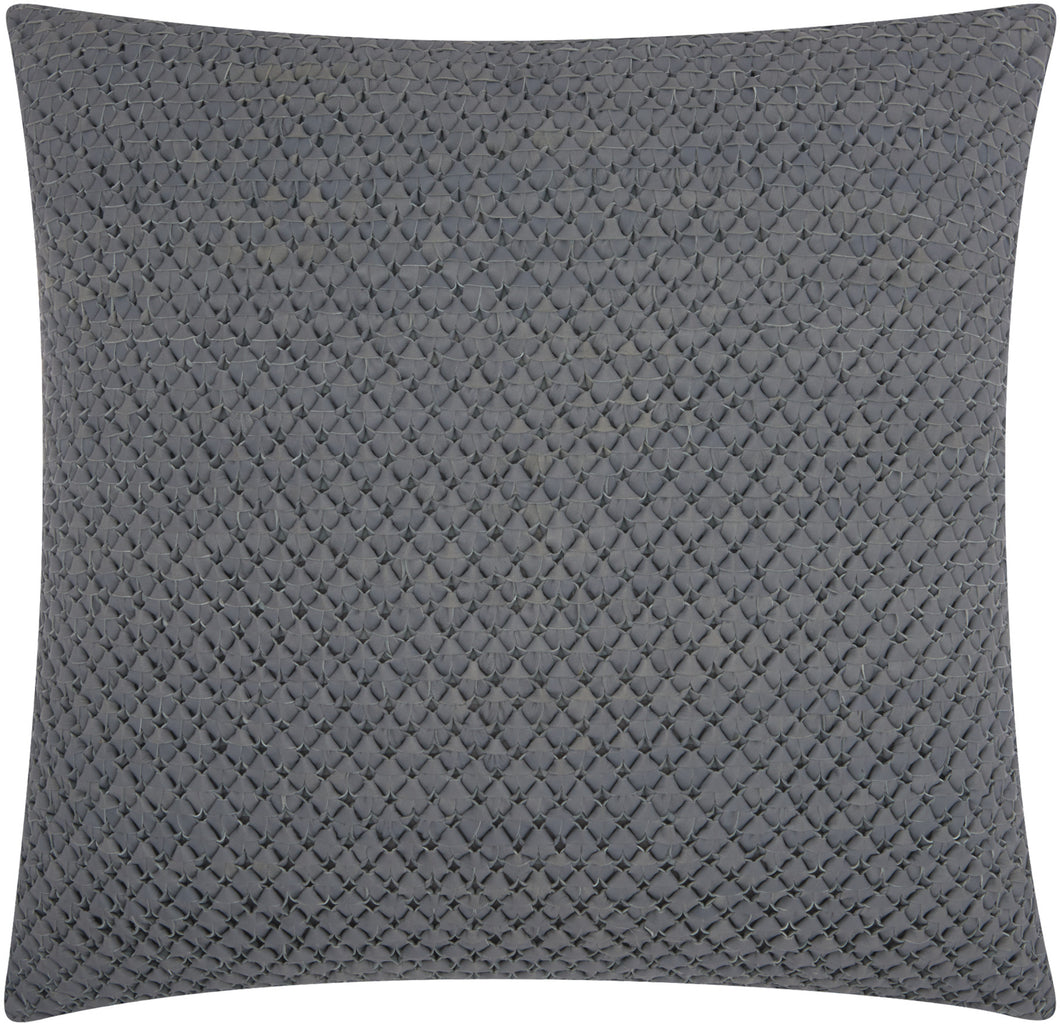 Mina Victory Couture Natural Hide Woven Leather Grey Throw Pillow PD280 20