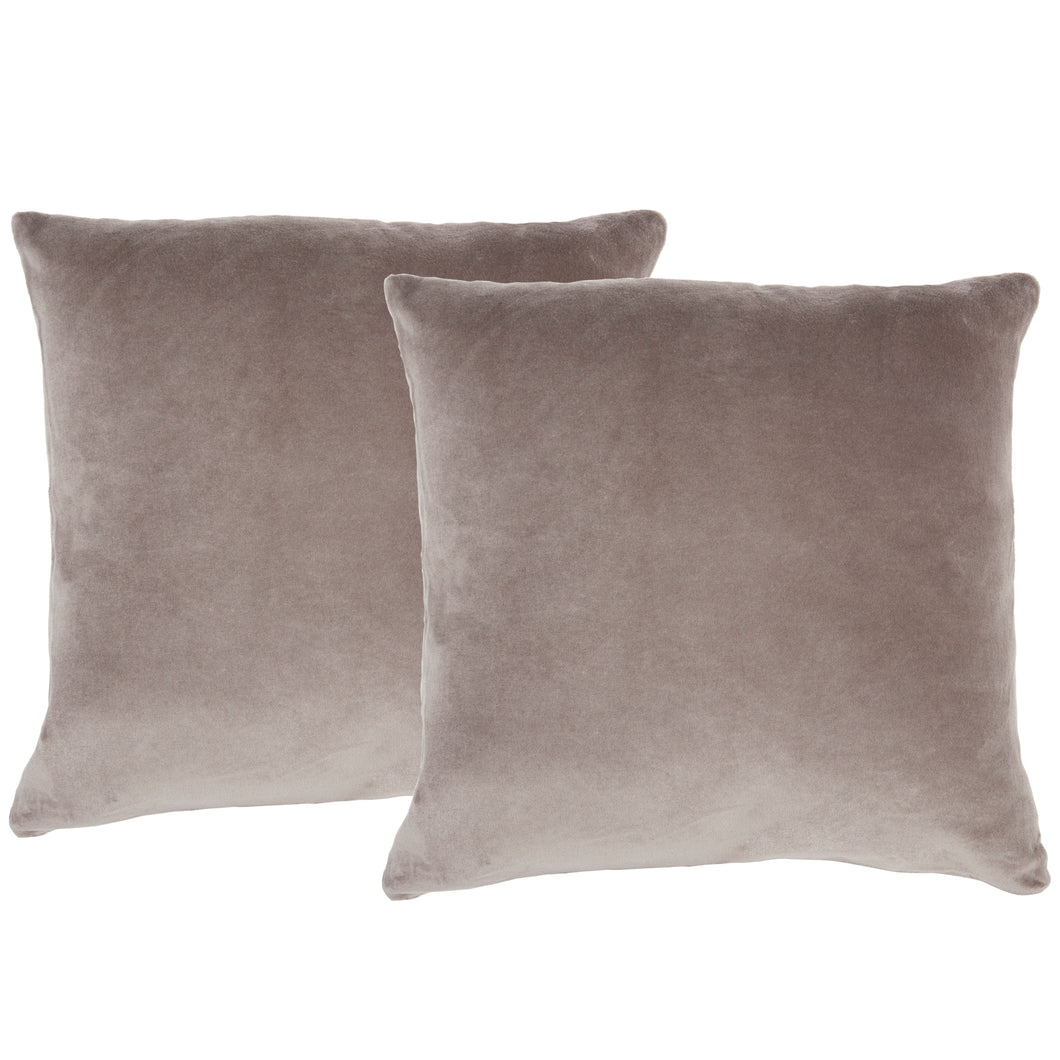 Nourison Life Styles Solid Velvet Taupe 2 Pack Pillow Covers SS999 16