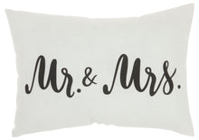 Load image into Gallery viewer, Kathy Ireland Home &quot;Mr &amp; Mrs&quot; White Throw Pillow L2110 14&quot;X20&quot;
