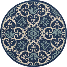 Load image into Gallery viewer, Nourison Caribbean CRB02 Dark Blue 5&#39; Round Area Rug CRB02 Navy
