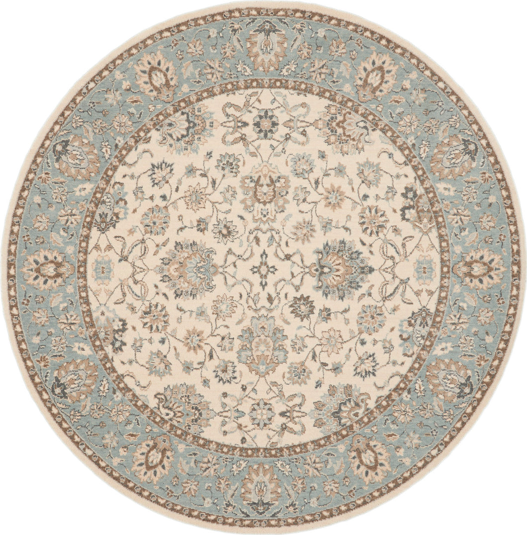 Nourison Living Treasures 6' Round Area Rug LI16 Ivory/Aqua