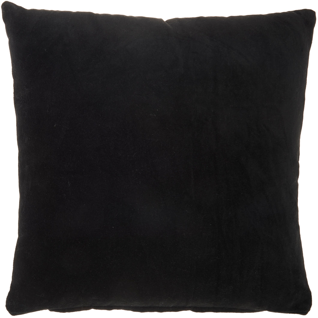 Mina Victory Life Styles Solid Velvet Black Throw Pillow SS900 16