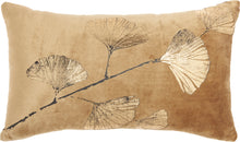 Load image into Gallery viewer, Mina Victory Luminescence Metallic Fan Flower Beige/Gold Throw Pillow AC209 14&quot;X20&quot;
