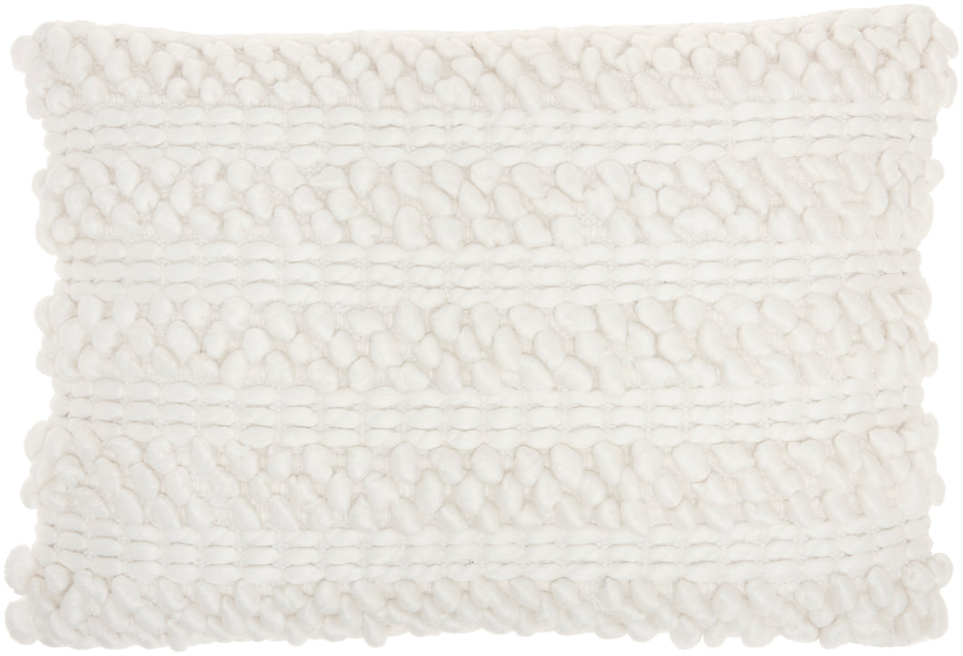 Mina Victory Life Styles Woven Stripes White Throw Pillow DC827 - Lumbar 14