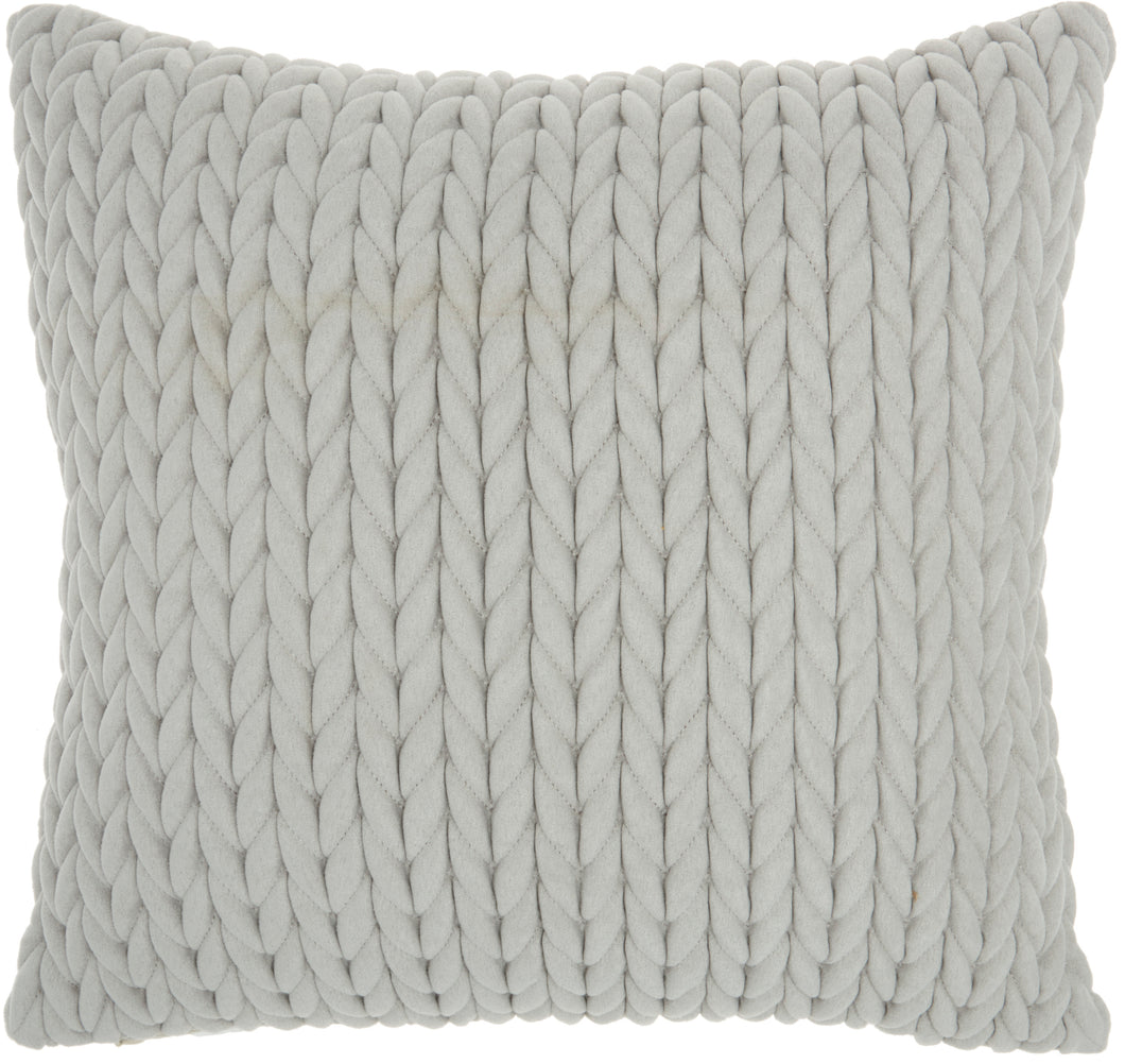 Nourison Life Styles Quilted Chevron Light Grey Throw Pillow ET299 18