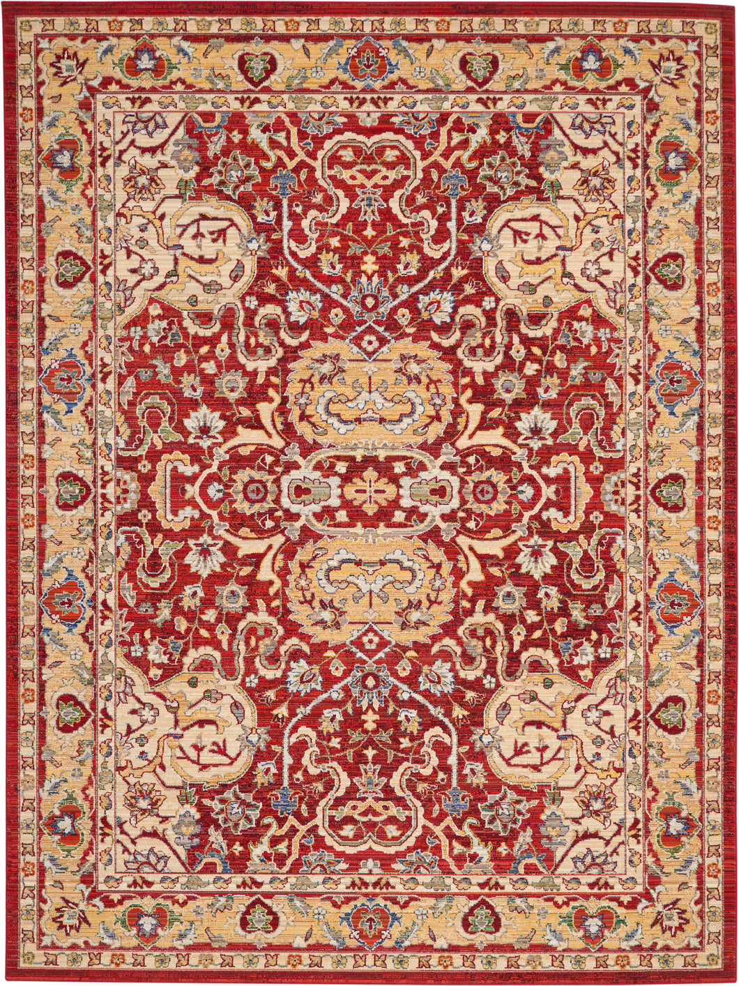Nourison Majestic 9'x12' Red and Gold Persian Area Rug MST04 Red