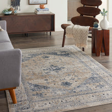 Load image into Gallery viewer, kathy ireland Home Malta MAI02 Beige and Blue 4&#39;x6&#39; Area Rug MAI02 Beige/Blue
