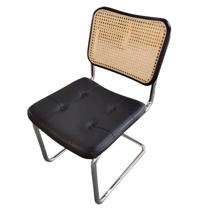 Emy Side Chair - Black & Black Leather - GFURN