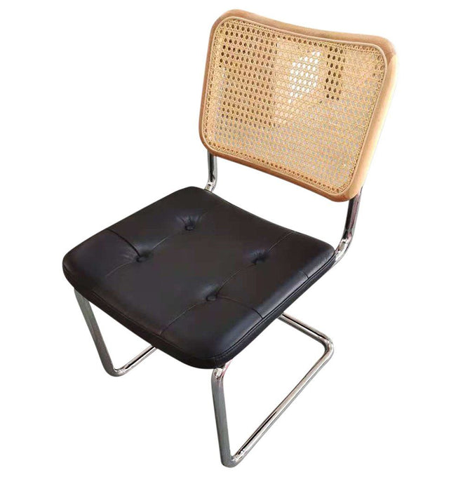 Emy Side Chair - Natural & Black Leather - GFURN