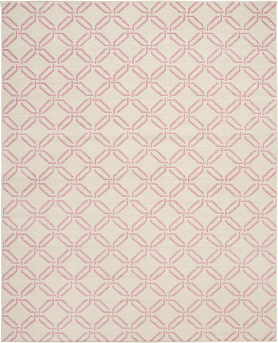 Nourison Jubilant JUB17 White and Pink 8'x10' Large Low-pile Rug JUB17 Ivory/Pink