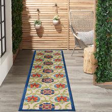 Load image into Gallery viewer, Nourison Aloha ALH19 10&#39; Runner Blue Multicolor Easy-care Indoor-outdoor Rug ALH19 Blue/Multicolor
