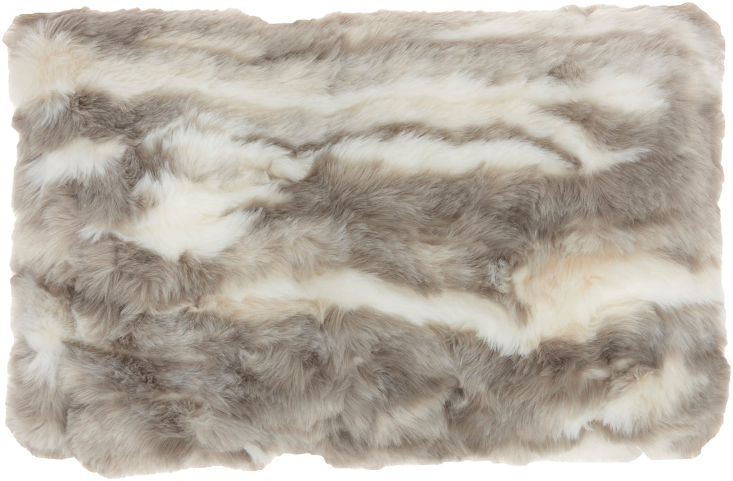 Mina Victory Fur Faux Angora Rabbit Grey Throw Pillow VV017 1'2
