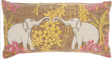 Load image into Gallery viewer, Mina Victory Life Styles Lucky Elephants Multicolor Throw Pillow GT651 16&quot; x 32&quot;

