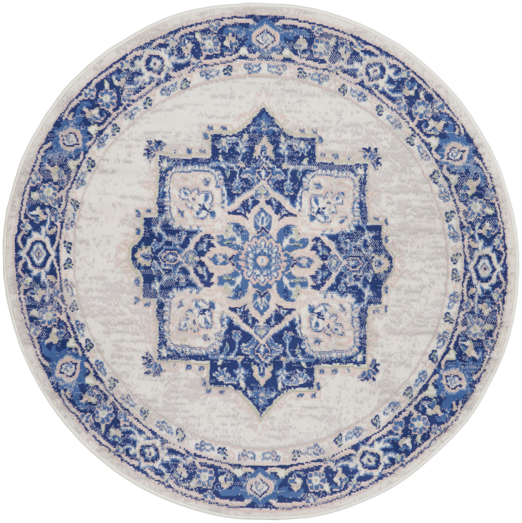 Nourison Whimsicle 5' Round Area Rug WHS03 Ivory Blue