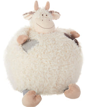 Load image into Gallery viewer, Mina Victory Plushlines Ivory Cow Plush Animal Pillow Toy N1042 16&quot; x 16&quot;
