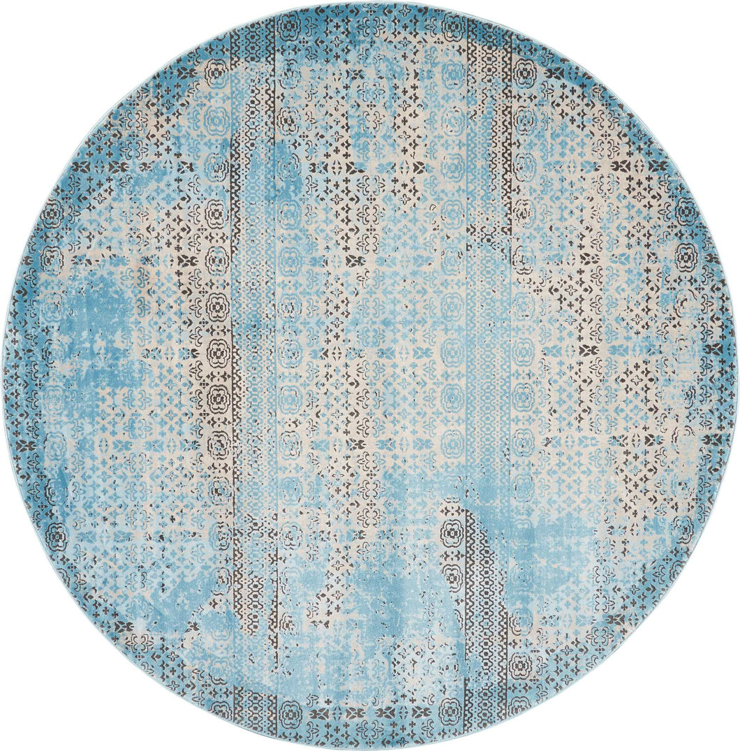 Nourison Karma KRM01 Blue 8' Round Large Rug KRM01 Blue