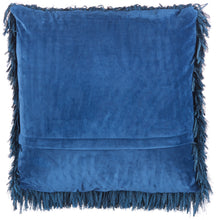 Load image into Gallery viewer, Mina Victory Shag Soft Ribbon Shag Navy Throw Pillow TL048 20&quot;X20&quot;
