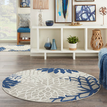 Load image into Gallery viewer, Nourison Aloha 5&#39; Round Ivory Navy Area Rug ALH05 Ivory/Navy
