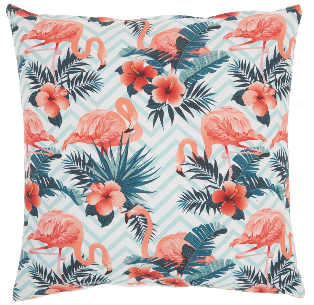 Mina Victory Life Styles Tropical Flamingos Multicolor Throw Pillow SS915 18