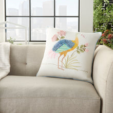 Load image into Gallery viewer, Mina Victory Plushlines Garden Crane Multicolor Throw Pillow CH342 18&quot;X18&quot;
